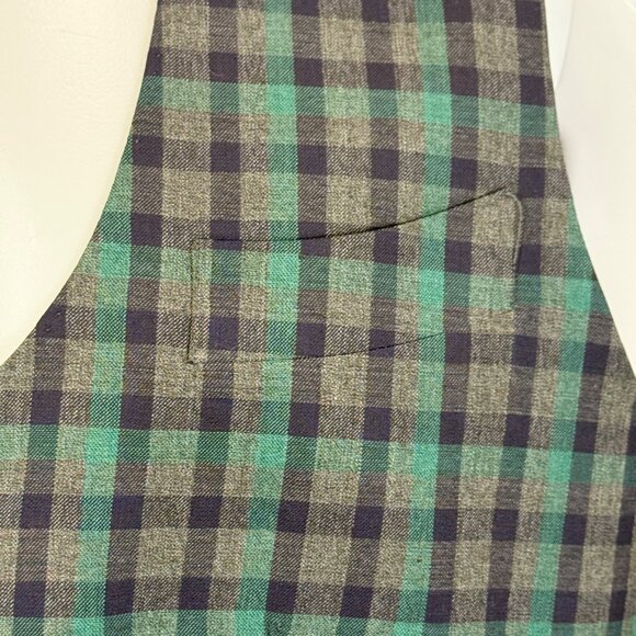 Mander By Karn Bespoke Mens Gray Three-Piece Plaid Suit Jacket Pants Vest - Picture 15 of 16